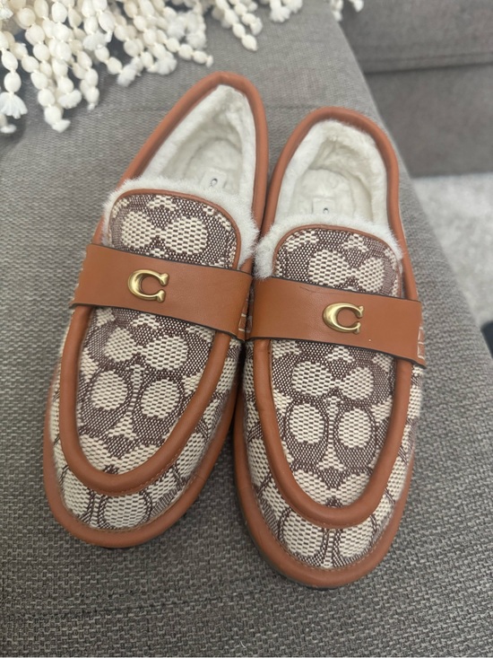 Coach Shoes - Women’s Coach Tan Leather-Trim Slip-On Loafers